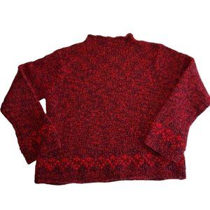 Field Gear‎ wool blend, women's LG, acrylic wool, red multicolor sweater
